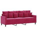 Vidaxl canap� � 3 places rouge bordeaux 180 cm velours
