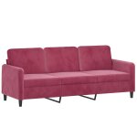 Vidaxl canap  3 places rouge bordeaux 180 cm velours