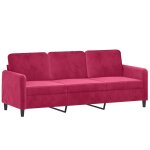 Vidaxl canap� � 3 places rouge bordeaux 180 cm velours