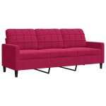 Vidaxl canap� � 3 places rouge bordeaux 180 cm velours