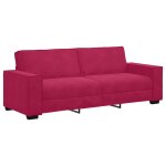 Vidaxl canap� � 3 places rouge bordeaux 220x78x84 cm velours