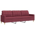 Vidaxl canap  3 places rouge bordeaux 210 cm tissu