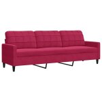 Vidaxl canap� � 3 places rouge bordeaux 210 cm velours