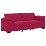 Vidaxl canap� 3 places rouge bordeaux 220 x 77 x 82 cm velours