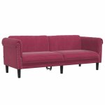 Vidaxl canap  3 places rouge bordeaux velours