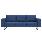 Vidaxl canap� � 3 places tissu bleu
