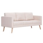 Vidaxl canap� � 3 places tissu cr�me
