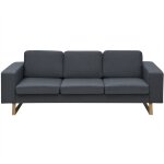 Vidaxl canapé avec 3 places tissu gris foncé Vidaxl canapé avec 3 places tissu gris foncé