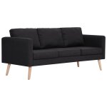 Vidaxl canap� � 3 places tissu noir