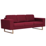 Vidaxl canap� � 3 places tissu rouge bordeaux