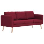 Vidaxl canap� � 3 places tissu rouge bordeaux