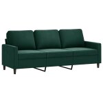 Vidaxl canap� � 3 places vert fonc� 180 cm velours