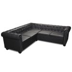 Vidaxl canap� d'angle chesterfield 5 places cuir synth�tique noir