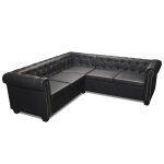 Vidaxl canapé d'angle chesterfield 5 places cuir synthétique noir Vidaxl canapé d'angle chesterfield 5 places cuir synthétique noir