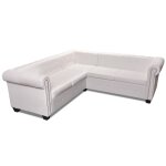 Vidaxl canap� d'angle chesterfield 5 plc cuir artificiel blanc