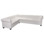 Vidaxl canap d'angle chesterfield 6 places en similicuir blanc