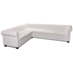 Vidaxl canap d'angle chesterfield 6 places cuir artificiel blanc
