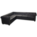 Vidaxl canap� d'angle chesterfield 6 places cuir synth�tique noir