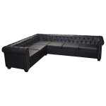 Vidaxl canap� d'angle chesterfield 6 places en faux cuir noir