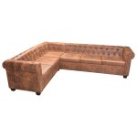 Vidaxl canap� d'angle chesterfield 6 places en cuir synth�tique marron