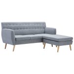 Vidaxl canap d'angle revtement en tissu 171, 5x138x81, 5 cm gris clair