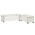 Vidaxl canap chesterfield  2 places et  3 places blanc