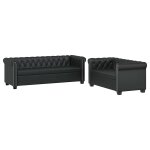 Vidaxl canap chesterfield  2 places et  3 places noir