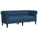 Vidaxl canap chesterfield 2 places bleu tissu