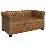 Vidaxl canap� chesterfield 2 places cuir artificiel marron