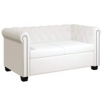 Vidaxl canap chesterfield  2 places cuir synthtique blanc