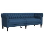 Vidaxl canapé chesterfield 3 places bleu tissu Vidaxl canapé chesterfield 3 places bleu tissu