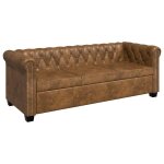 Vidaxl canap� chesterfield 3 places cuir artificiel marron
