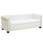 Vidaxl canapé chesterfield à 3 places cuir synthétique blanc Vidaxl canapé chesterfield à 3 places cuir synthétique blanc