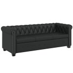Vidaxl canap� chesterfield � 3 places cuir synth�tique noir