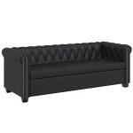 Vidaxl canap chesterfield  3 places cuir synthtique noir