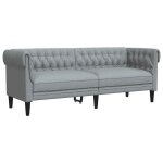 Vidaxl canapé chesterfield 3 places gris clair tissu Vidaxl canapé chesterfield 3 places gris clair tissu