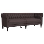 Vidaxl canap chesterfield 3 places marron fonc tissu