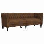 Vidaxl canap� chesterfield 3 places marron tissu