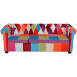 Vidaxl canap chesterfield 3 places tissu