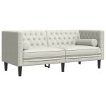 Vidaxl canap� chesterfield avec traversins 2 places cr�me velours