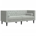 Vidaxl canapé chesterfield avec traversins 2 places gris clair velours Vidaxl canapé chesterfield avec traversins 2 places gris clair velours