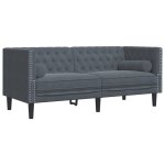 Vidaxl canapé chesterfield avec traversins 2 places gris foncé velours Vidaxl canapé chesterfield avec traversins 2 places gris foncé velours