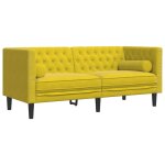 Vidaxl canap chesterfield avec traversins 2 places jaune velours