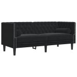 Vidaxl canapé chesterfield avec traversins 2 places noir velours Vidaxl canapé chesterfield avec traversins 2 places noir velours