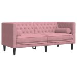 Vidaxl canapé chesterfield avec traversins 2 places rose velours Vidaxl canapé chesterfield avec traversins 2 places rose velours
