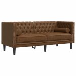 Vidaxl canap� chesterfield avec traversins 2 places similicuir daim