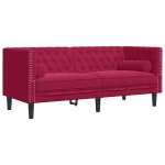 Vidaxl canap� chesterfield avec traversins 2 places velours
