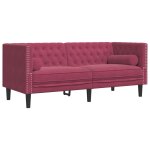 Vidaxl canapé chesterfield avec traversins 2 places velours Vidaxl canapé chesterfield avec traversins 2 places velours
