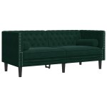 Vidaxl canap chesterfield avec traversins 2 places vert fonc velours
