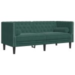 Vidaxl canapé chesterfield avec traversins 2 places vert foncé velours Vidaxl canapé chesterfield avec traversins 2 places vert foncé velours